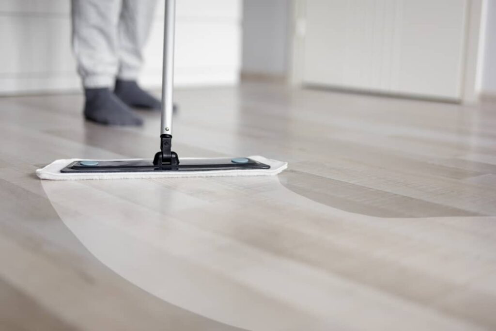 Wet mopping is a good way to take care of the hardwood floors. 