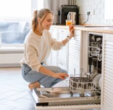 Loading a dishwasher