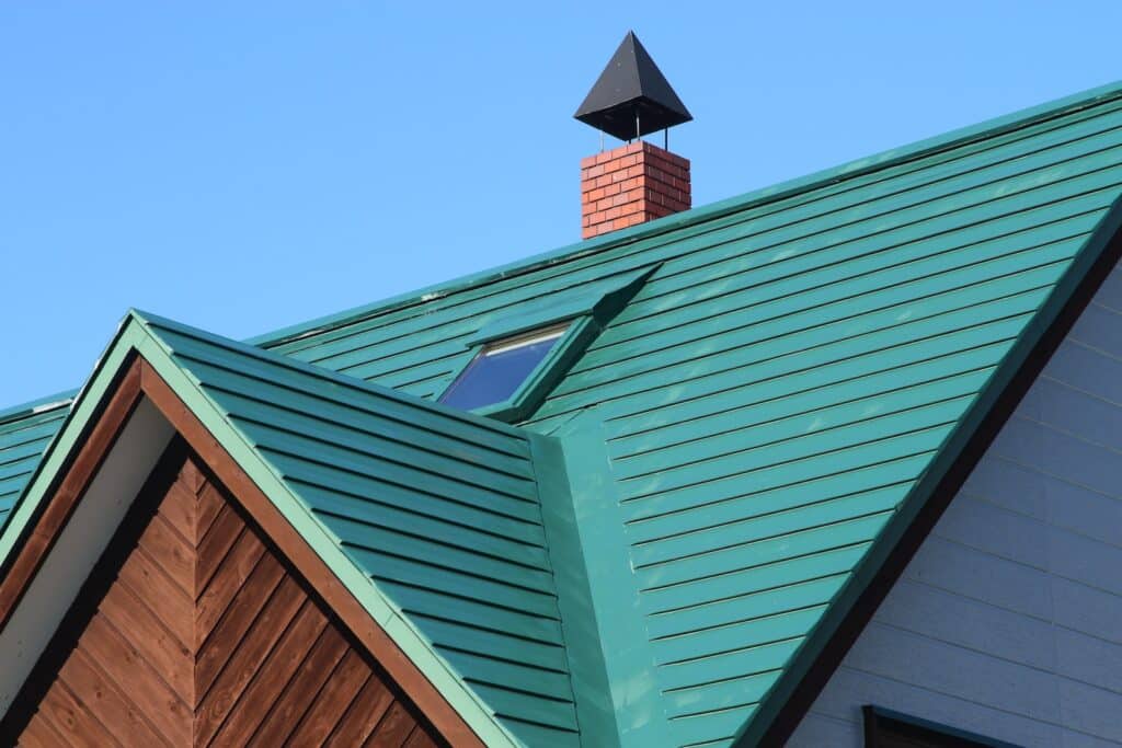 A house with a painted metal roof