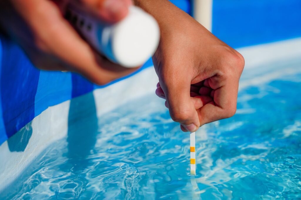 If you find there is high alkalinity in the pool, you can lower it by adding acid or bisulfate. 