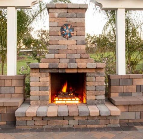 outdoor brick fireplace