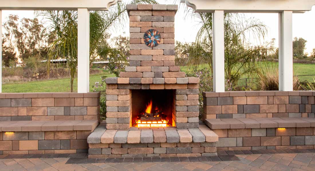 outdoor brick fireplace