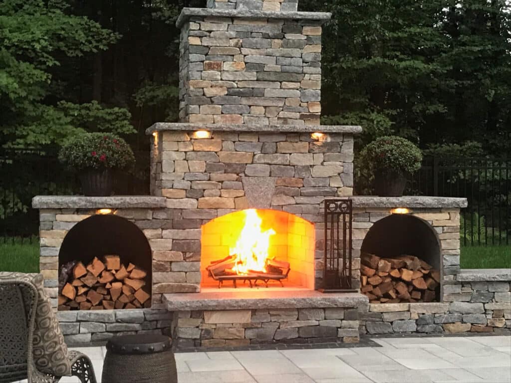 outdoor brick fireplace